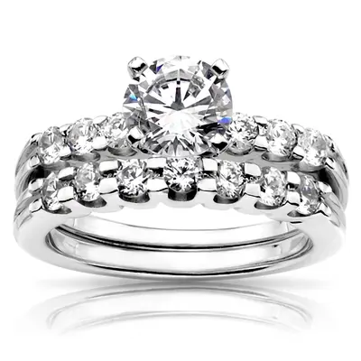 U Shaped Shared Prong Diamond Bridal Ring (0.60 ct. tw.) - view 1 of 27