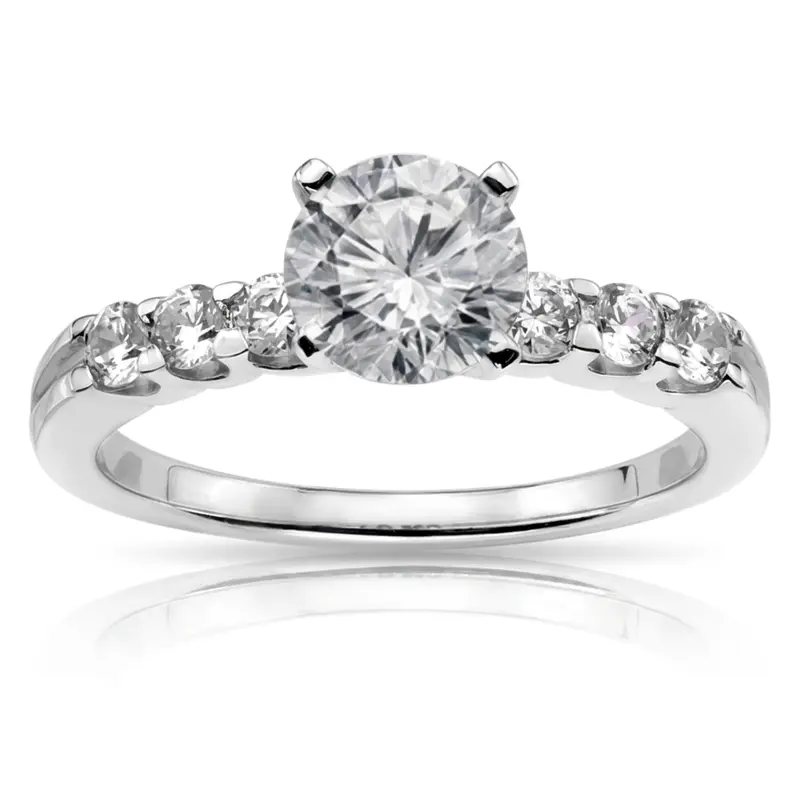 14K white gold U Shaped Shared Prong Diamond Bridal Ring (0.60 ct. tw.) - alternate view 2