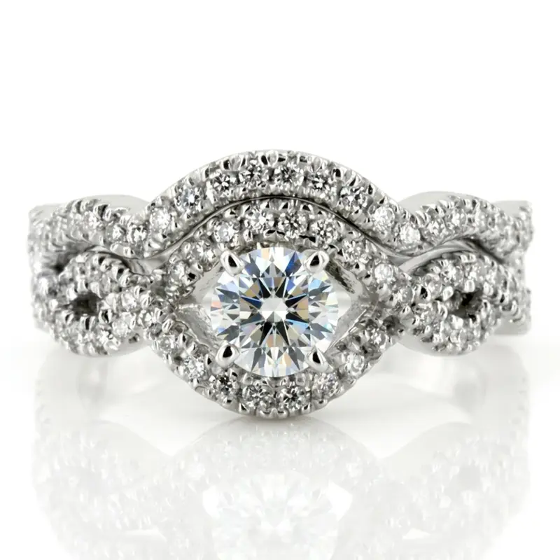 14K white gold Infinity Design Diamond engagement Ring (0.39 ct. tw.) - main view