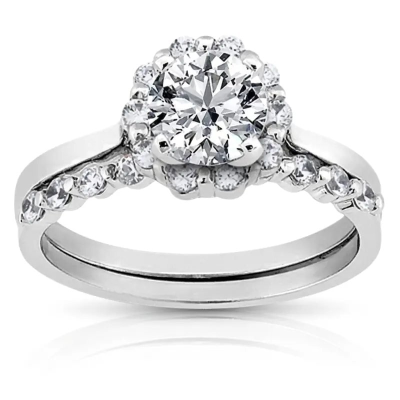 18K yellow gold Halo Style Plain Shank Diamond Engagement Ring (0.20 ct. tw. ) - main view