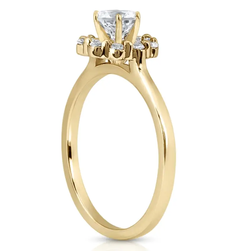 18K yellow gold Halo Style Plain Shank Diamond Engagement Ring (0.20 ct. tw. ) - alternate view 4