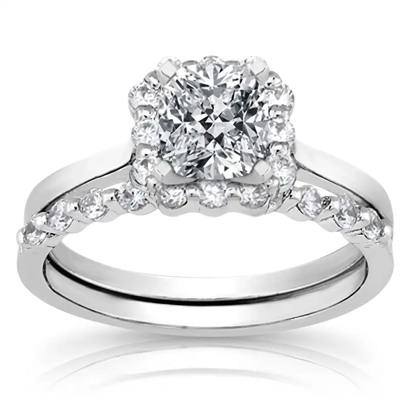 14K white gold Shared Single Prong Halo for Square Center Diamond Engagement Ring (0.24 ct. tw.) - main view