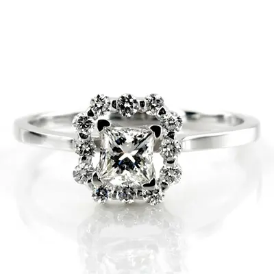 14K white gold Shared Single Prong Halo for Square Center Diamond Engagement Ring (0.24 ct. tw.) - alternate view 3 thumbnail