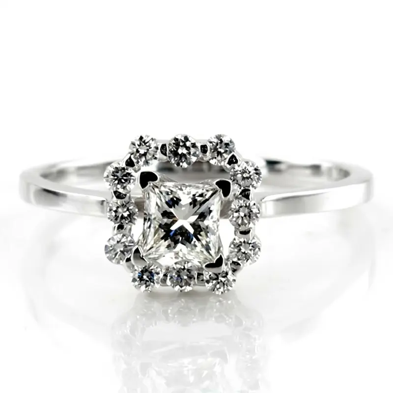 14K white gold Shared Single Prong Halo for Square Center Diamond Engagement Ring (0.24 ct. tw.) - alternate view 3