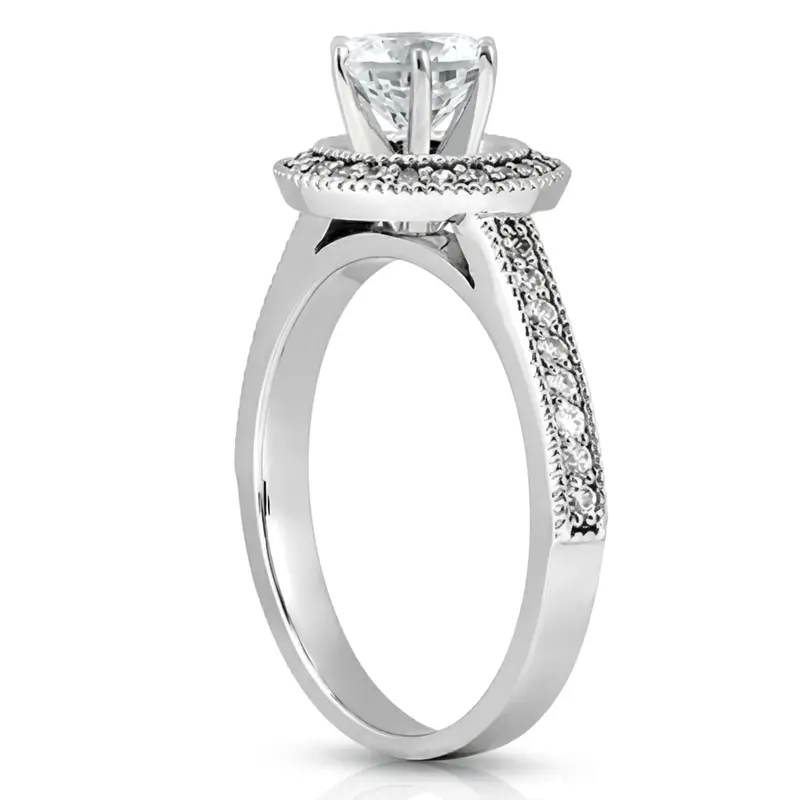 14K white gold Shared Prong Halo Diamond Engagement Ring (0.32 ct. tw.) - alternate view 5