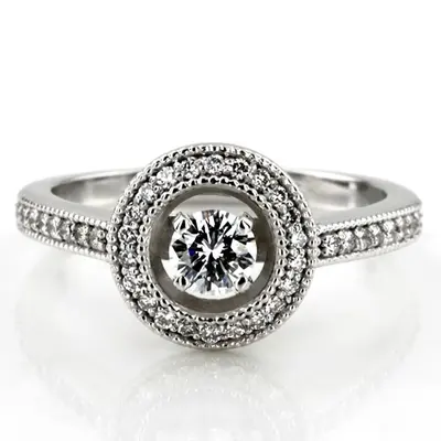 14K white gold Shared Prong Halo Diamond Engagement Ring (0.32 ct. tw.) - alternate view 4 thumbnail