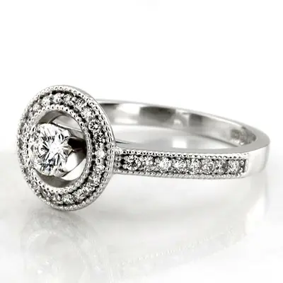 14K white gold Shared Prong Halo Diamond Engagement Ring (0.32 ct. tw.) - alternate view 3 thumbnail