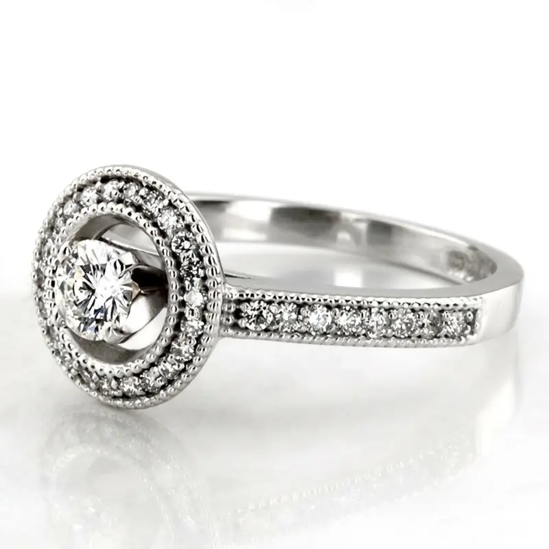 14K white gold Shared Prong Halo Diamond Engagement Ring (0.32 ct. tw.) - alternate view 3