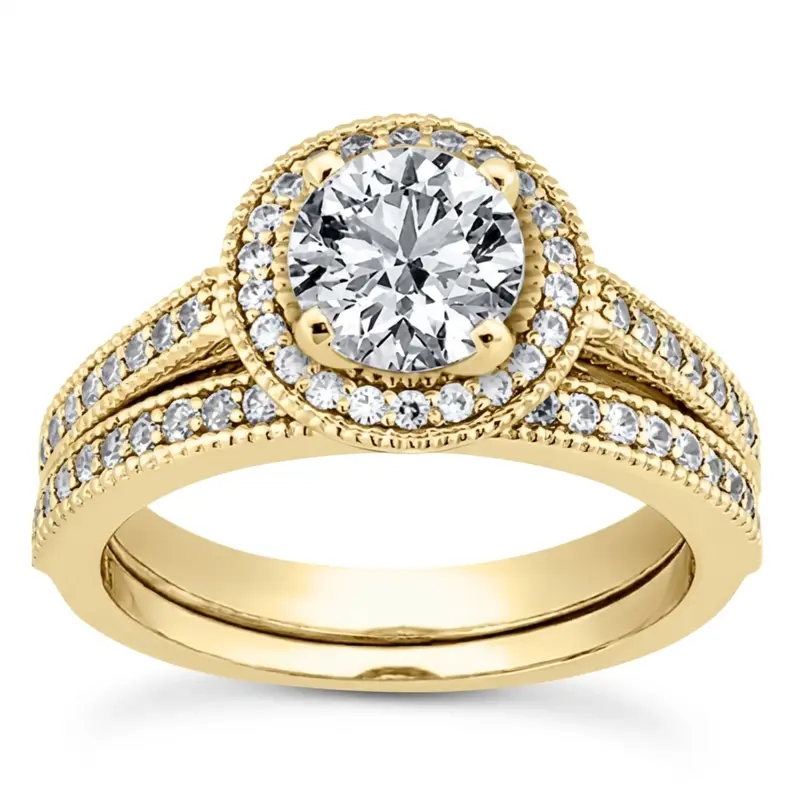 14K white gold Shared Prong Halo Diamond Engagement Ring (0.32 ct. tw.) - alternate view 2