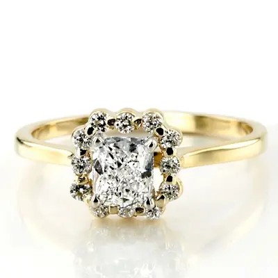 Shared Single Prong Halo for Square Center Diamond Engagement Ring (0.24 ct. tw.) alternate view