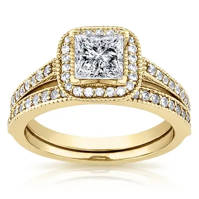 Halo Style Square Center Shared Prong Diamond Engagement Ring(0.32 ct. tw.) - view 2 of 4