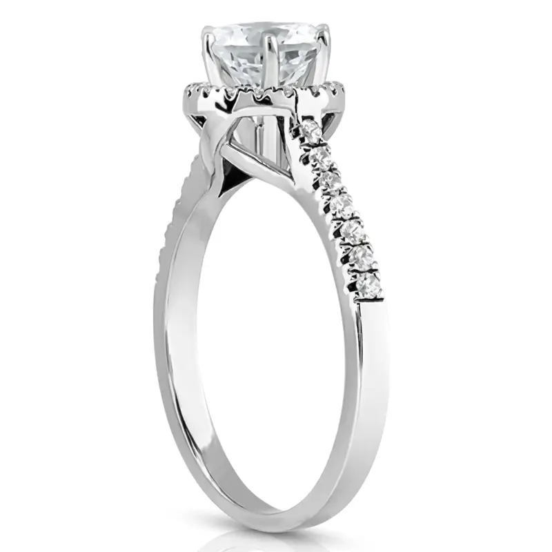 14K white gold Halo Style Split Prong Diamond Engagement Ring ( 0.27 ct. tw. ) - alternate view 4
