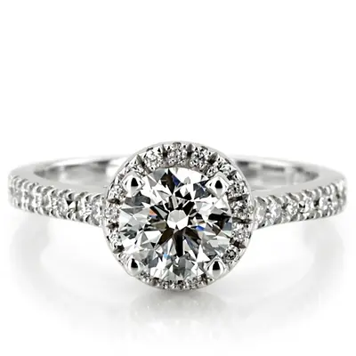 14K white gold Halo Style Split Prong Diamond Engagement Ring ( 0.27 ct. tw. ) - alternate view 3 thumbnail