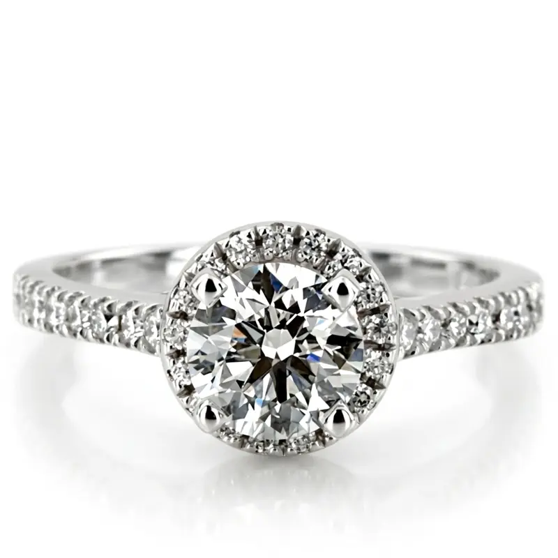 14K white gold Halo Style Split Prong Diamond Engagement Ring ( 0.27 ct. tw. ) - alternate view 3
