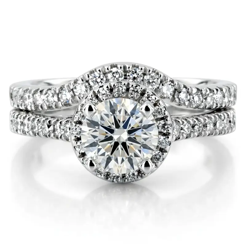 14K white gold Halo Style Split Prong Diamond Engagement Ring ( 0.27 ct. tw. ) - main view
