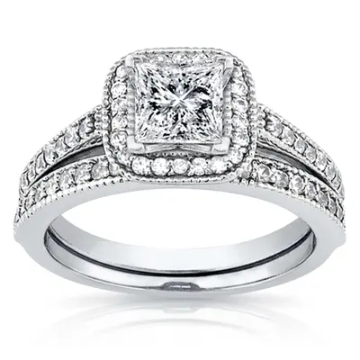 Halo Style Square Center Shared Prong Diamond Engagement Ring(0.32 ct. tw.) - view 1 of 4
