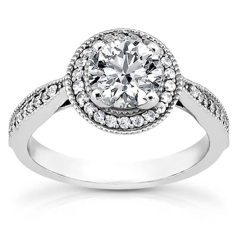 14K white gold Cathedral Shank Halo Style Round Diamond Engagement Ring (0.28 ct. tw.) - alternate view 4