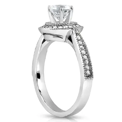 Cathedral Shank Halo Style Round Diamond Engagement Ring (0.28 ct. tw.) alternate view