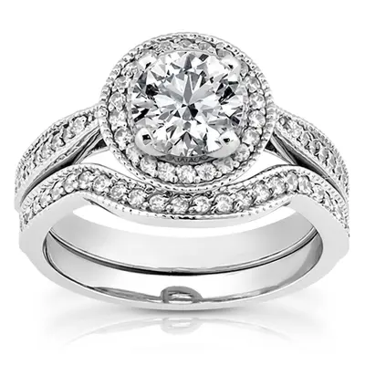 Cathedral Shank Halo Style Round Diamond Engagement Ring (0.28 ct. tw.)
