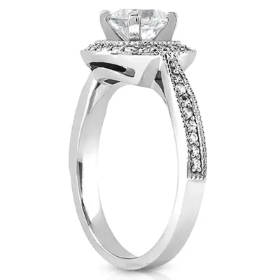 Mill Grained Edge Halo Style Cushion Diamond Engagement Ring (0.29 ct. tw.) alternate view