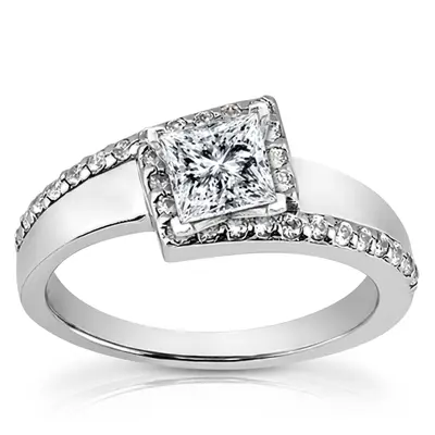 14K white gold Bead Set Diamond Engagement Ring (0.22 ct. tw.) - alternate view 4 thumbnail
