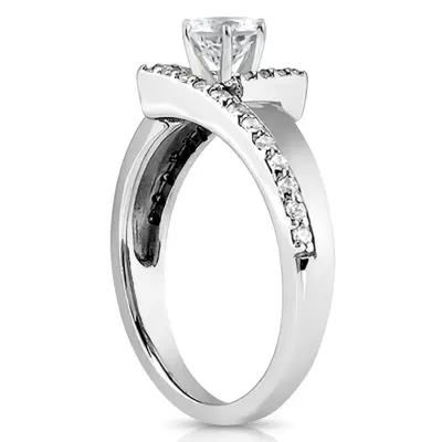 14K white gold Bead Set Diamond Engagement Ring (0.22 ct. tw.) - alternate view 3 thumbnail