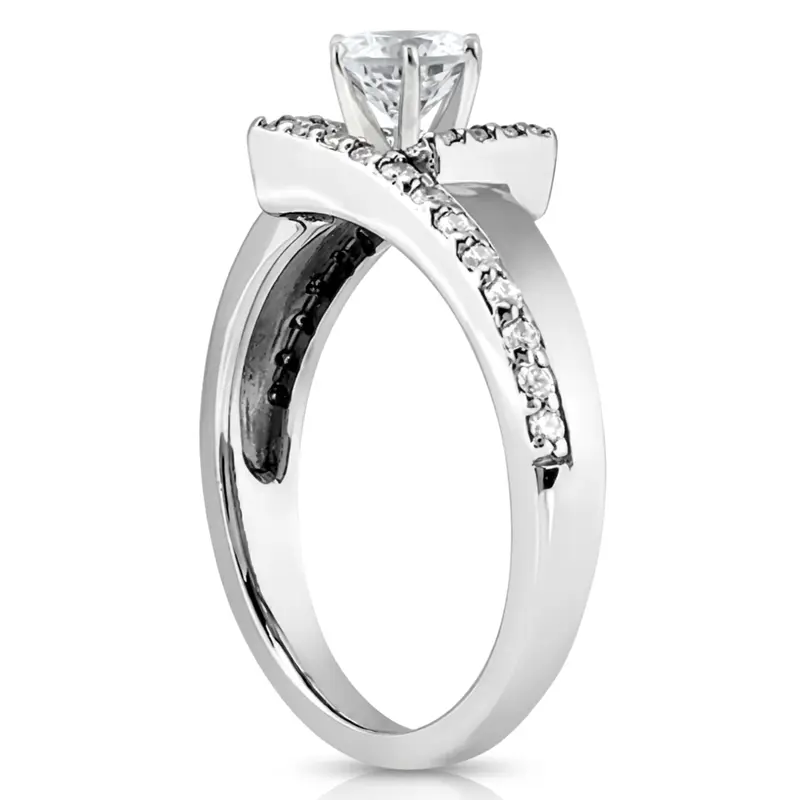14K white gold Bead Set Diamond Engagement Ring (0.22 ct. tw.) - alternate view 3