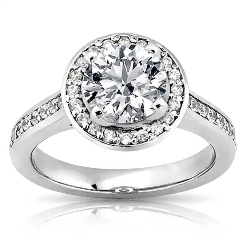 14K white gold Halo Style Hidden Hearts Diamond Engagement Ring ( 0.31 ct. tw. ) - alternate view 4