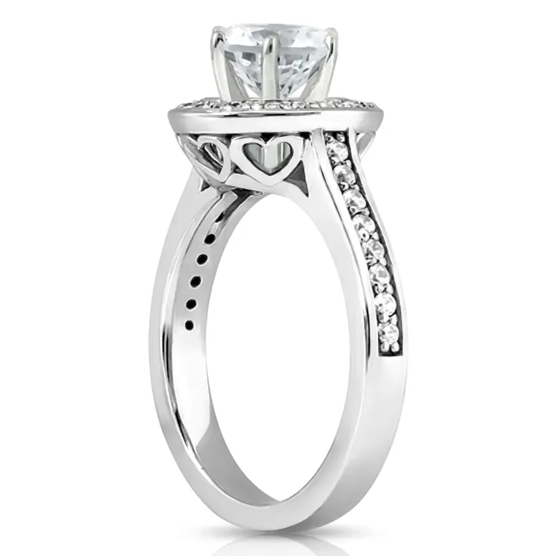 14K white gold Halo Style Hidden Hearts Diamond Engagement Ring ( 0.31 ct. tw. ) - alternate view 2