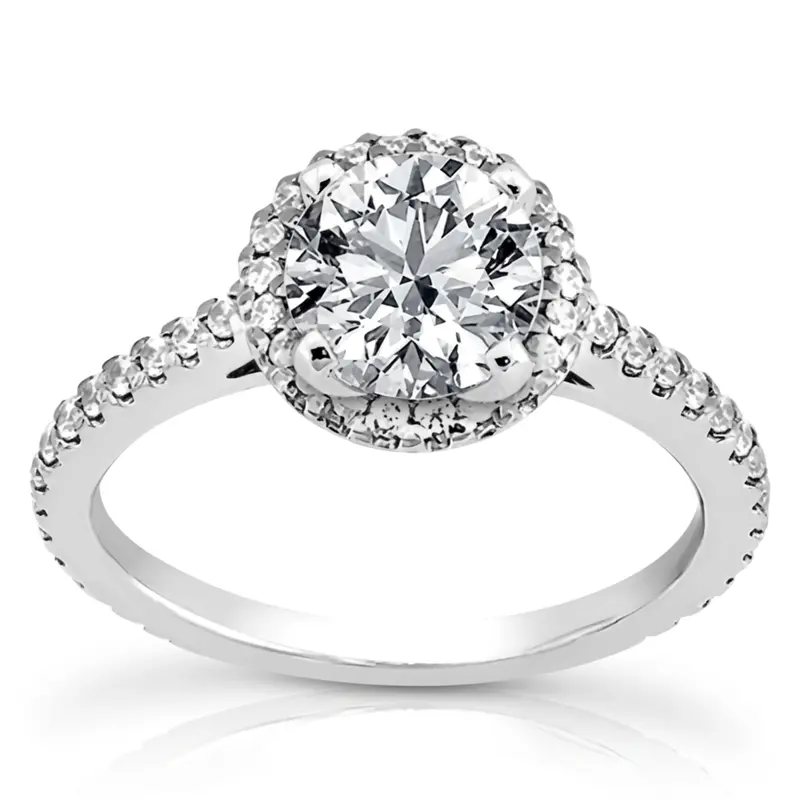 14K white gold Shared Prong Halo Diamond Engagement Ring (0.51 ct. tw.) - alternate view 5