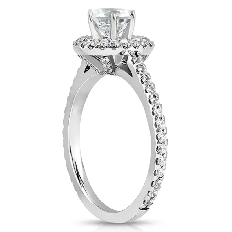 14K white gold Shared Prong Halo Diamond Engagement Ring (0.51 ct. tw.) - alternate view 3