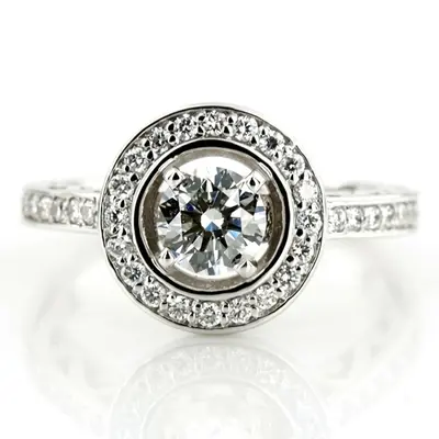 14K white gold Halo Style Filigree Diamond Engagement Ring (0.31 ct. tw.) - alternate view 4 thumbnail