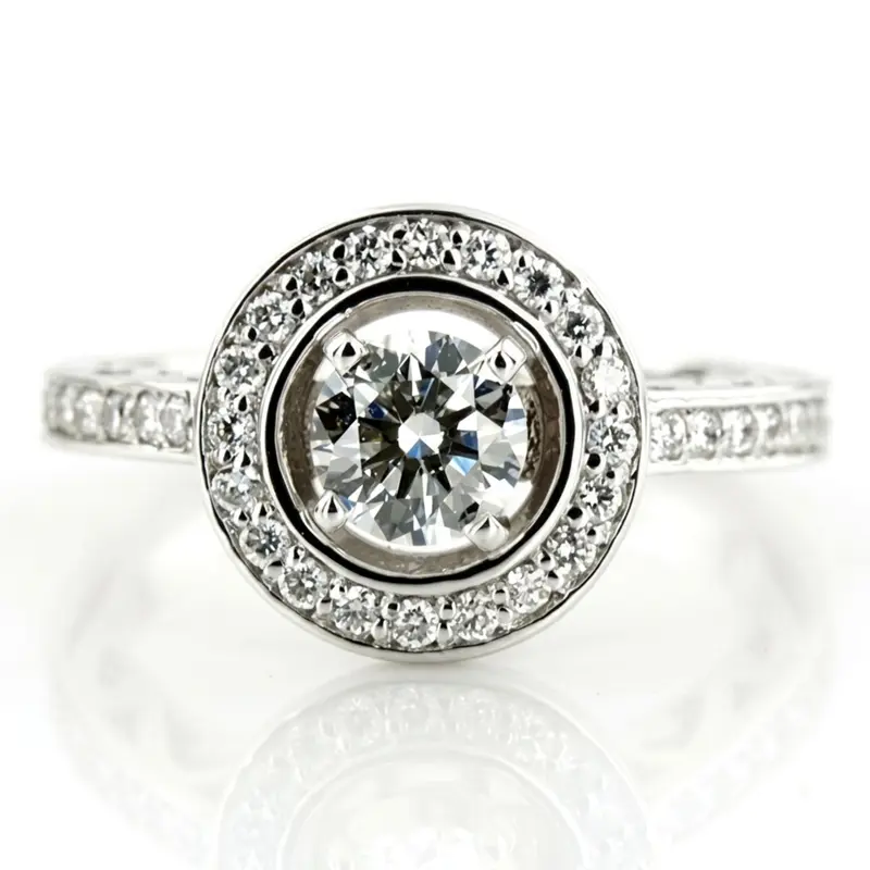 14K white gold Halo Style Filigree Diamond Engagement Ring (0.31 ct. tw.) - alternate view 4