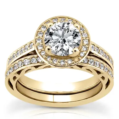 14K white gold Halo Style Filigree Diamond Engagement Ring (0.31 ct. tw.) - alternate view 3 thumbnail