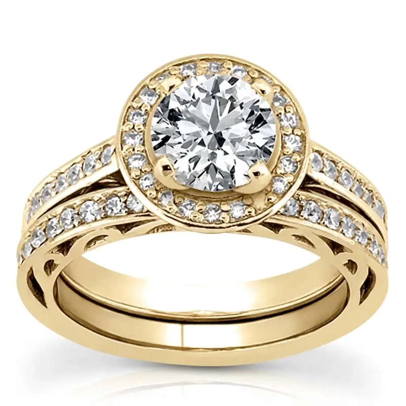 14K white gold Halo Style Filigree Diamond Engagement Ring (0.31 ct. tw.) - alternate view 3