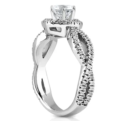 14K white gold Bow Shank Halo Style Diamond Engagement Ring (0.45 ct. tw.) - alternate view 6 thumbnail