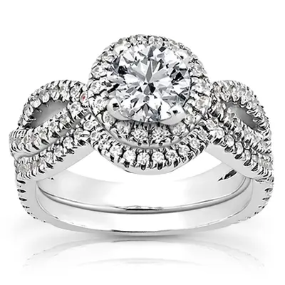 Bow Shank Halo Style Diamond Engagement Ring (0.45 ct. tw.) - view 1 of 6