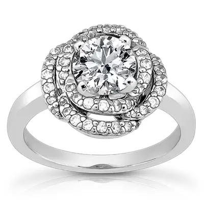 14K white gold Fancy Halo Style Diamond Engagement Ring (0.43 ct. tw.) - alternate view 6 thumbnail
