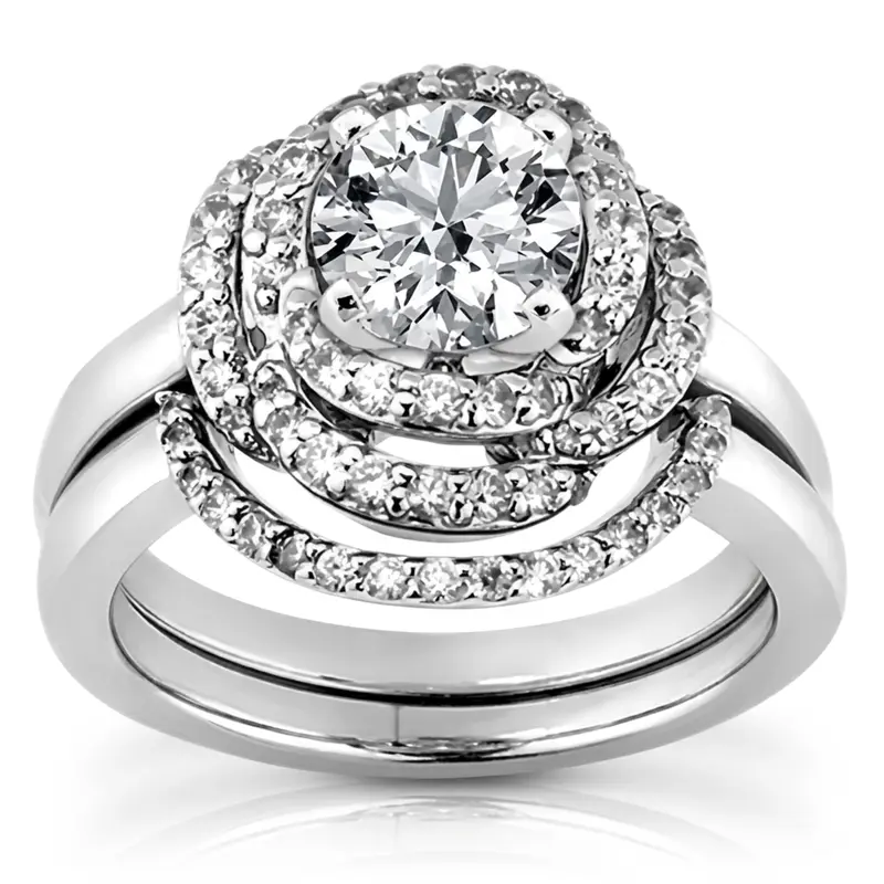 14K white gold Fancy Halo Style Diamond Engagement Ring (0.43 ct. tw.) - main view