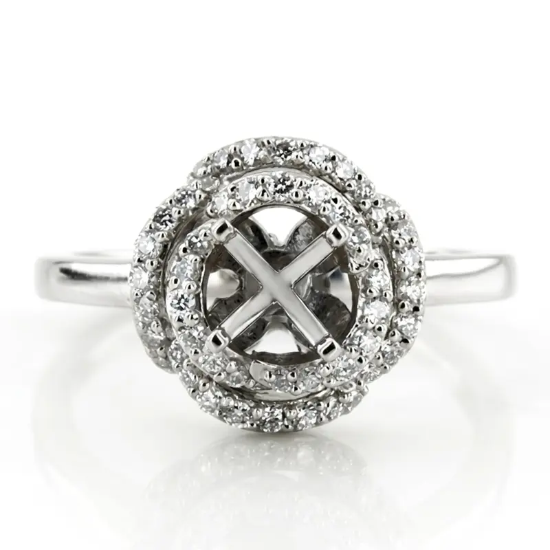 14K white gold Fancy Halo Style Diamond Engagement Ring (0.43 ct. tw.) - alternate view 2