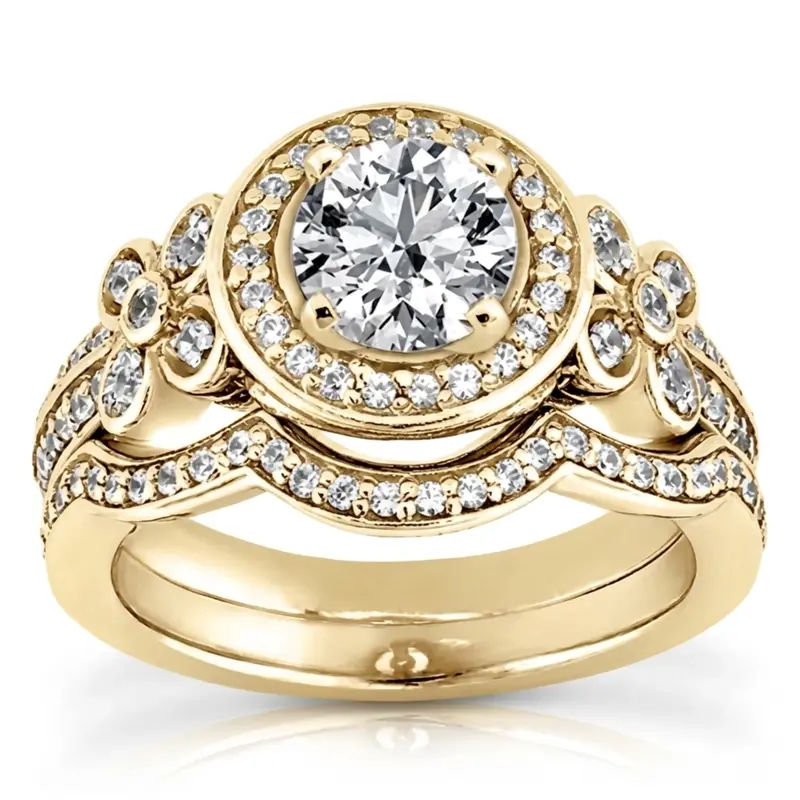 14K white gold Halo Diamond Engagement Ring With Floral Design ( 0.35 ct. tw.) - alternate view 2