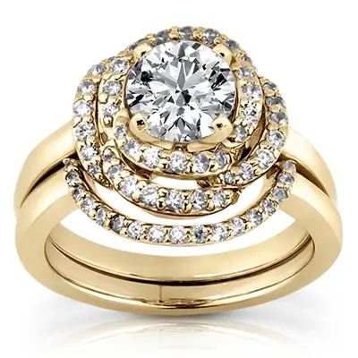 14K white gold Fancy Halo Style Diamond Engagement Ring (0.43 ct. tw.) - alternate view 4 thumbnail