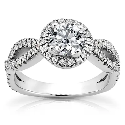 14K white gold Bow Shank Halo Style Diamond Engagement Ring (0.45 ct. tw.) - alternate view 5 thumbnail