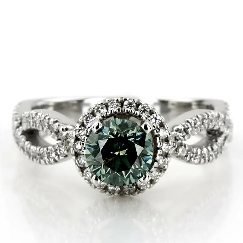 14K white gold Bow Shank Halo Style Diamond Engagement Ring (0.45 ct. tw.) - alternate view 2