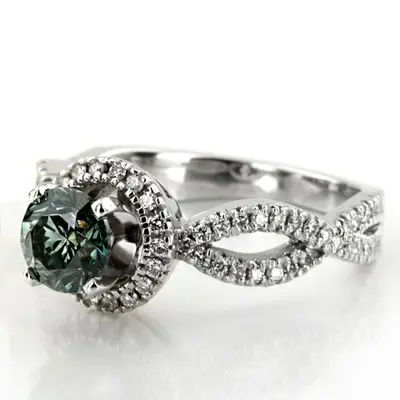 14K white gold Bow Shank Halo Style Diamond Engagement Ring (0.45 ct. tw.) - alternate view 3 thumbnail