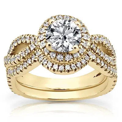 14K white gold Bow Shank Halo Style Diamond Engagement Ring (0.45 ct. tw.) - alternate view 4 thumbnail
