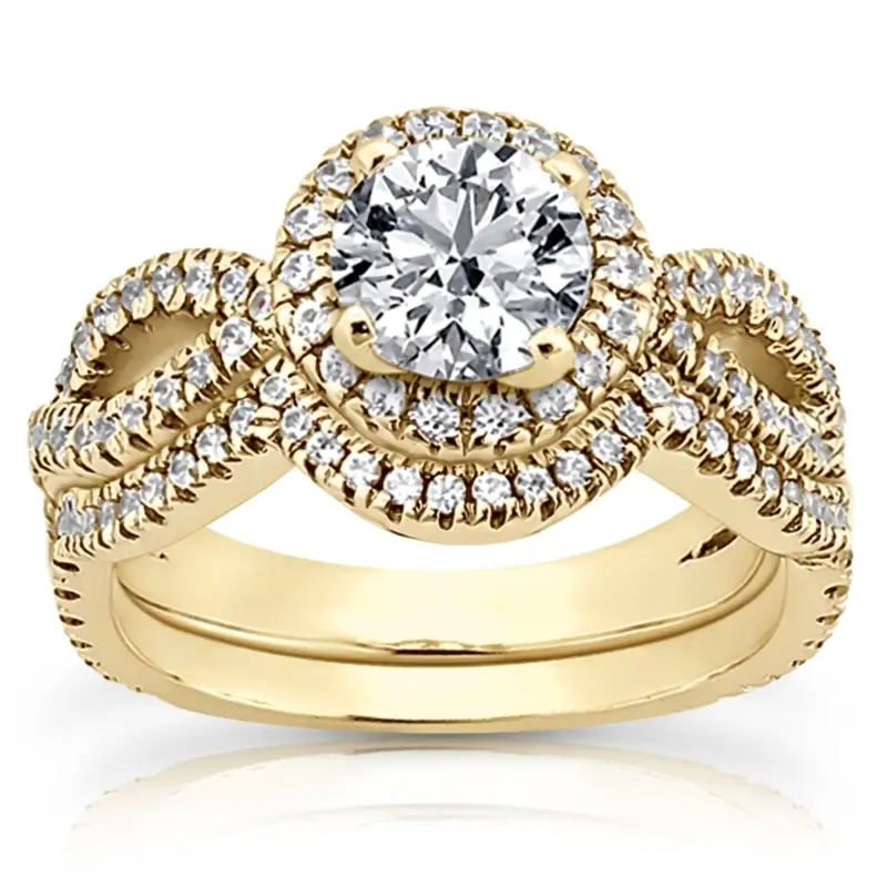 14K white gold Bow Shank Halo Style Diamond Engagement Ring (0.45 ct. tw.) - alternate view 4