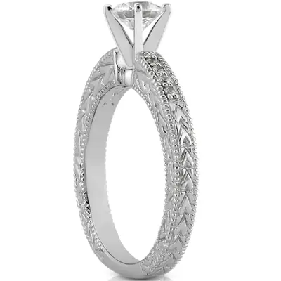 14K white gold Pave Set Antique Diamond Bridal Ring (0.06 ct. tw.) - alternate view 5 thumbnail