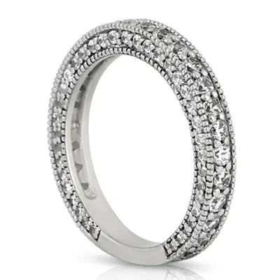 14K white gold Milgrain Edge Round Cut Prong Set Diamond Wedding Ring (1.40 ct. tw.) - alternate view 3 thumbnail