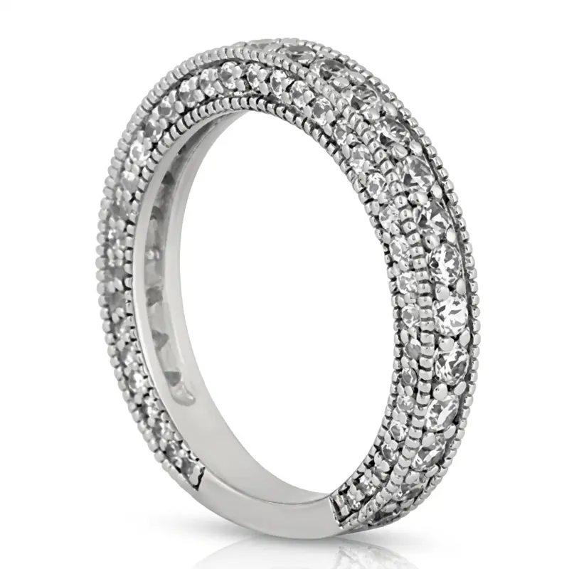 14K white gold Milgrain Edge Round Cut Prong Set Diamond Wedding Ring (1.40 ct. tw.) - alternate view 3
